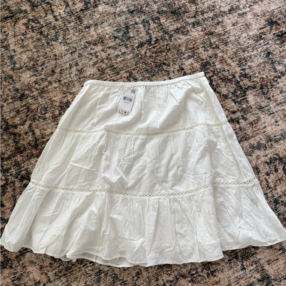 Mango White Midi Skirt